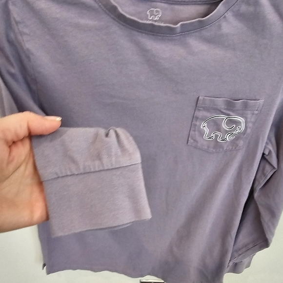 Ivory Ella Lavender Purple Elephant Graphic Long Sleeve T-Shirt Size Small - Picture 5 of 10